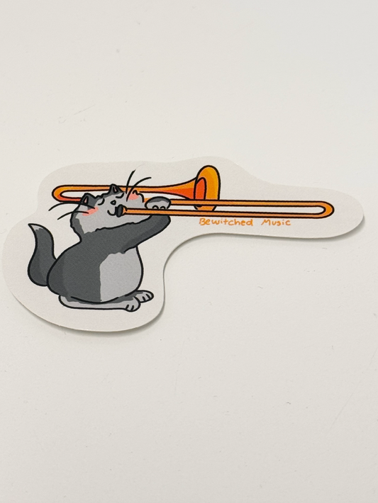 'The Purrfect Trombonist' kitty sticker